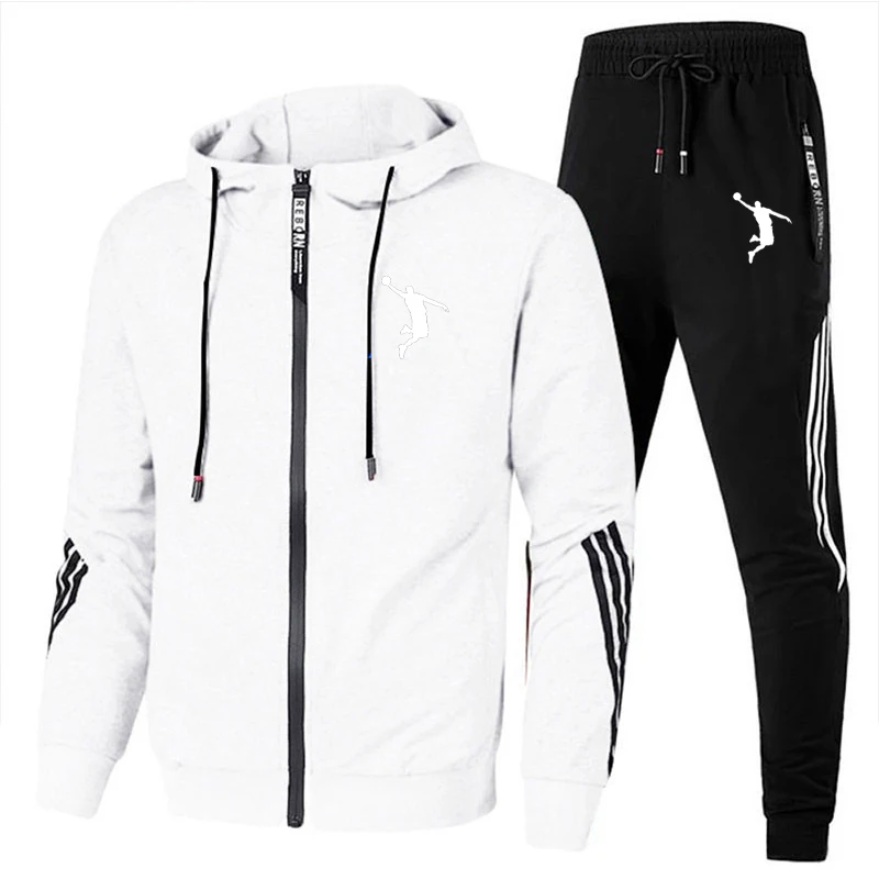Autumn Winter Mens Brand Tracksuit Suit Men Zipper Hoodie+Sports Pants 2 Piece Set Casual Gym Fitness Jogging Sportswear Suits