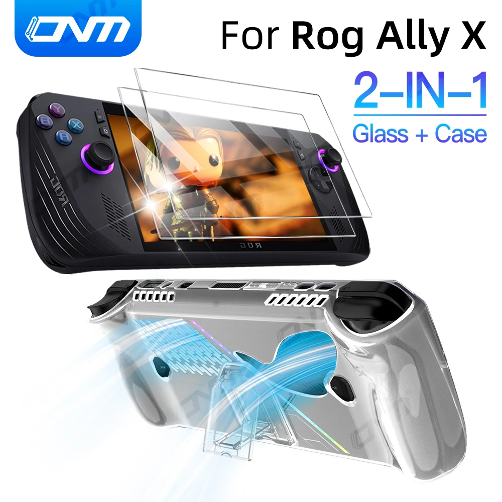 Фото Чехол из 2 предметов + стекло для жесткого ПК ROG Ally X + защитный корпус из ТПУ и защитная пленка для экрана Ultra-HD, комплект аксессуаров из закаленного стекла №1