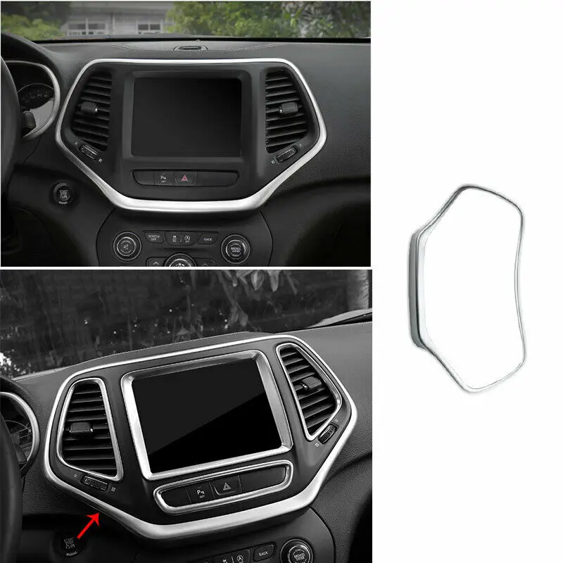 

For Jeep Cherokee 2014-2018 Matte Silver Central Console Navigation Frame Trim