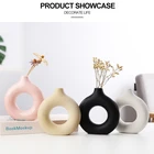 Цветочная ваза, керамический горшок, Скандинавская круглая ажурная ваза, домашний декор, пончики, горшок для гостиной, офиса, стола, интерьерное украшение, подарок