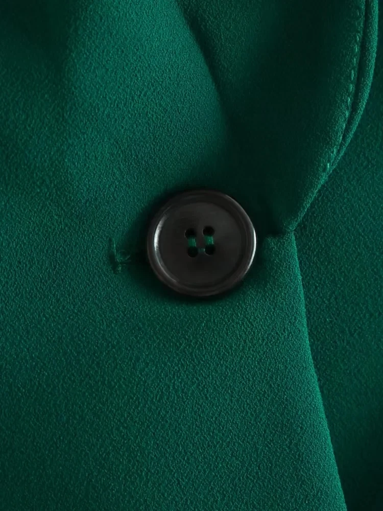 Maxdutti Fashion Casual Blazers Women England Style Office Lady Vintage Blackish Green Jacket