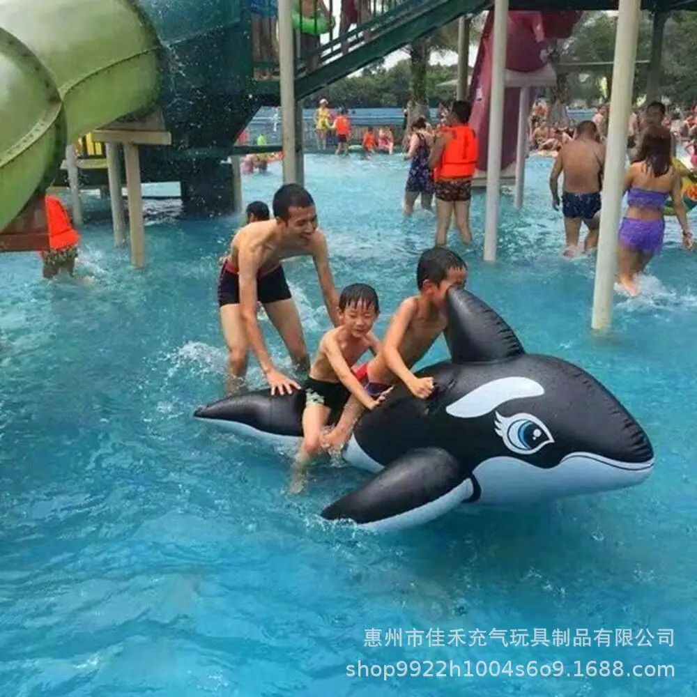

Adult Children Inflatable Dolphin Black Whale Swimming Pool Ride Toy Water Float Bed