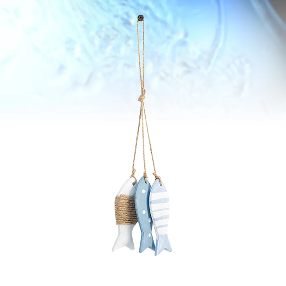 

Small Fish String Wooden Fish Sea Pendant for Kindergarten Decoration (Dot Three Fish String)