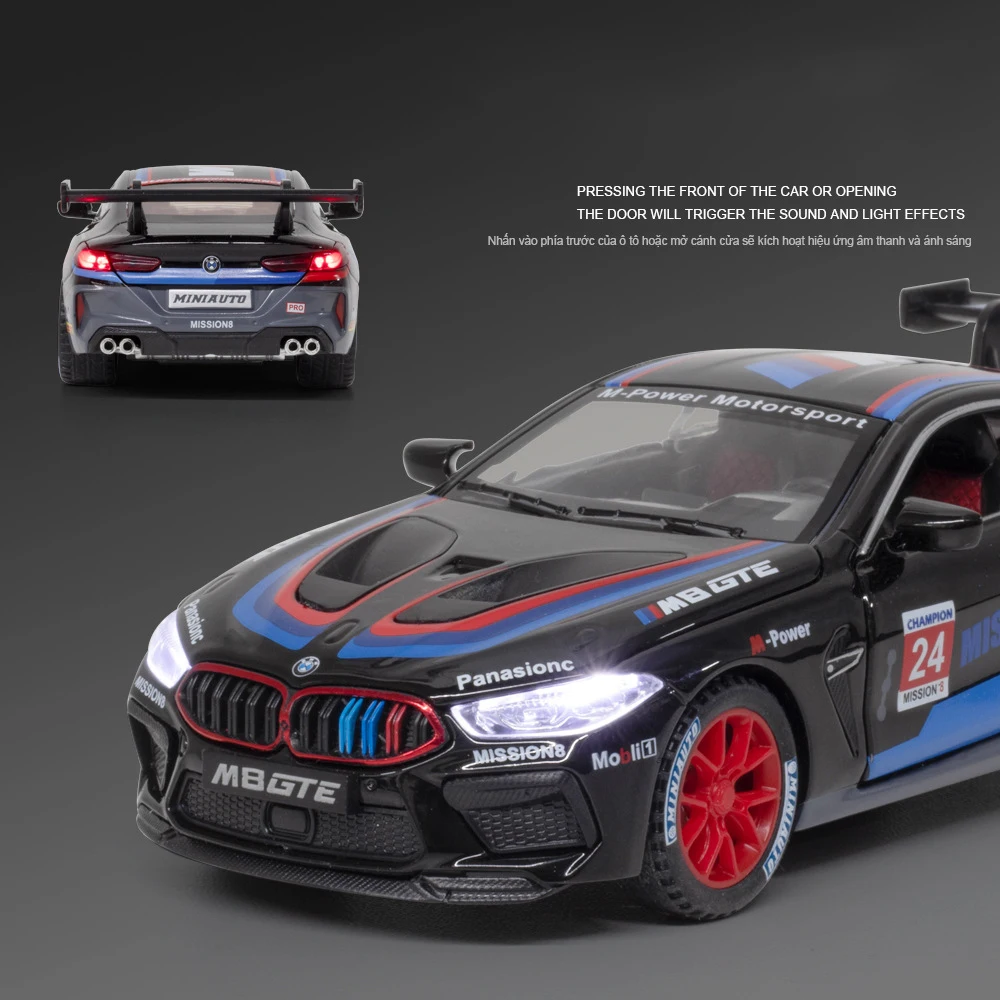 1:32 BMW M8 GTE Le гоночный автомобиль свободная подсветка светильник ная Модель