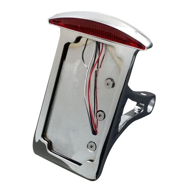 

Chrome Flat Side Mount License Plate Bracket With LED Tail Brake Light For Suzuki Honda Kawasaki Yamaha V-Star Vstar 950