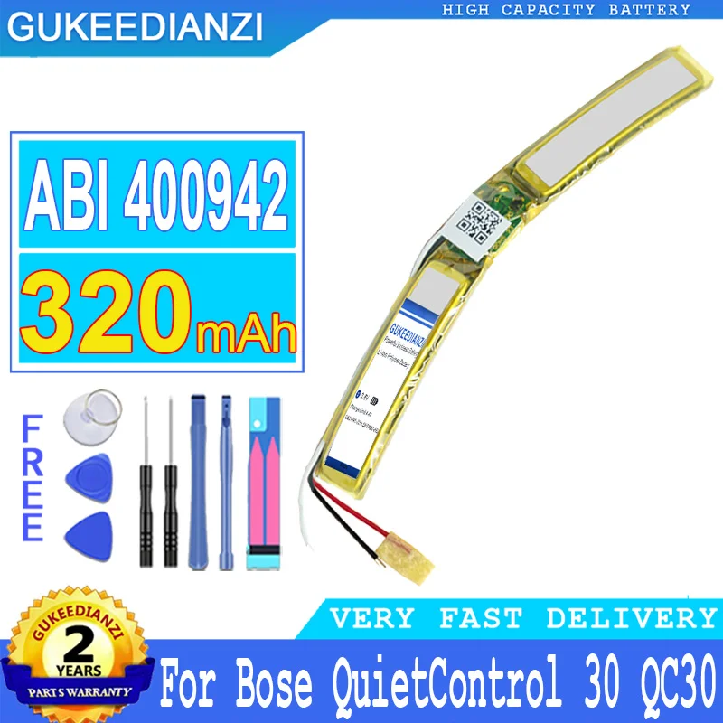 

Сменный аккумулятор 320 мАч GUKEEDIANZI ABI 400942 для Bose QuietControl 30 QC30, аккумулятор большой мощности
