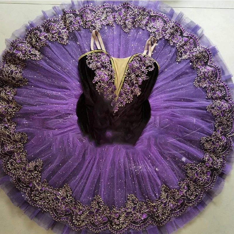 

Professional Ballet tutu Kids Girls Women Dark Purple Sleeping Beauty Performance Dress Swan Lake Dance Costumes
