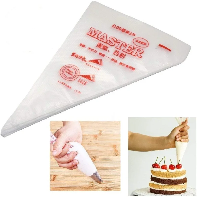 

Piping Pastry Bag Pack of 100 Plastic Disposable Cream Pastry Bag Cake Icing Sugarcraft Cupcake Piping Decorating Tool