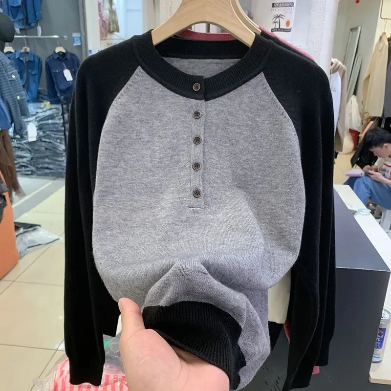 Корейский женский цветной свободный вязаный свитер 2025 новые женские вязаные