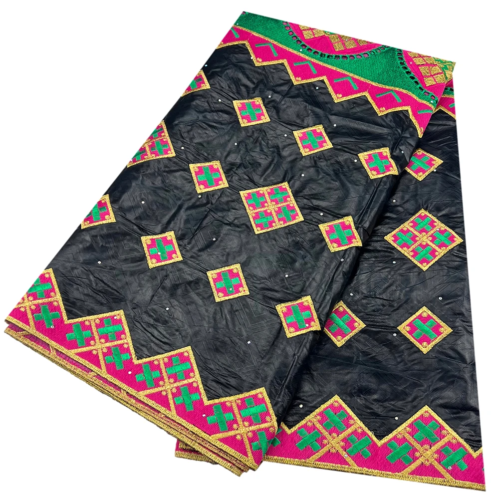 Новинка 2023 африканская кружевная ткань с вышивкой Bazin Нигерия Базен Brode 2 5 ярдов