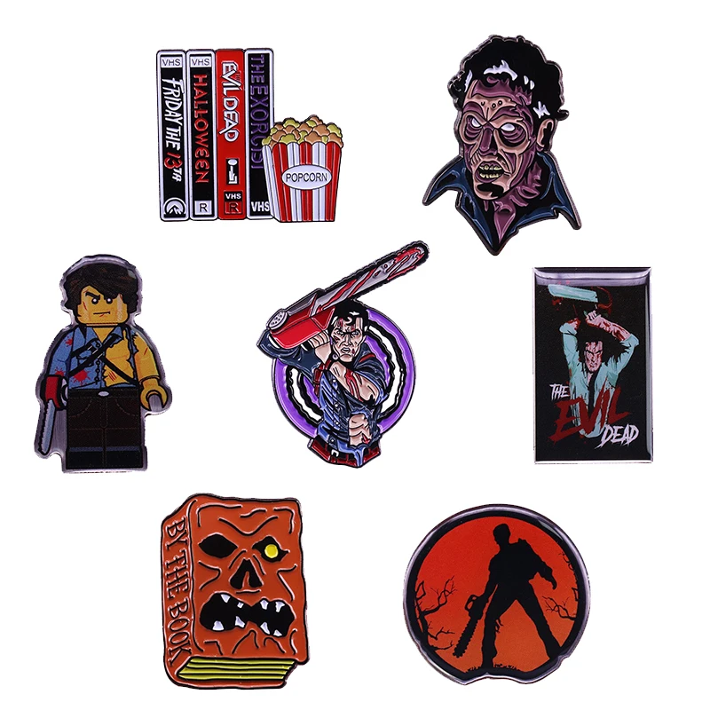 Twilight Chainsaw Evil Dead Pin Army of Darkness Hero Ash Necronomicon Book of The Dead Brooch 80s Horror Demon Movie Badge