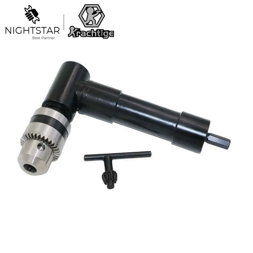 Electric 90 Degree Angle 8mm Hex Shank Chuck Self Drill Adapter 1-10mm+Key Cordless Drill Attachment Angle Adaptor MAX/  25N*m