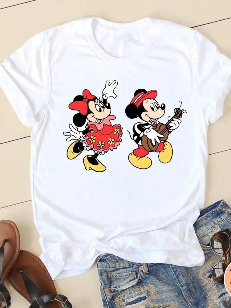 Disney Print Lovely Trend 90s Clothing Mickey Mouse Tee Shirt Casual Fashion Women Cartoon Graphic Short Sleeve T-shirts