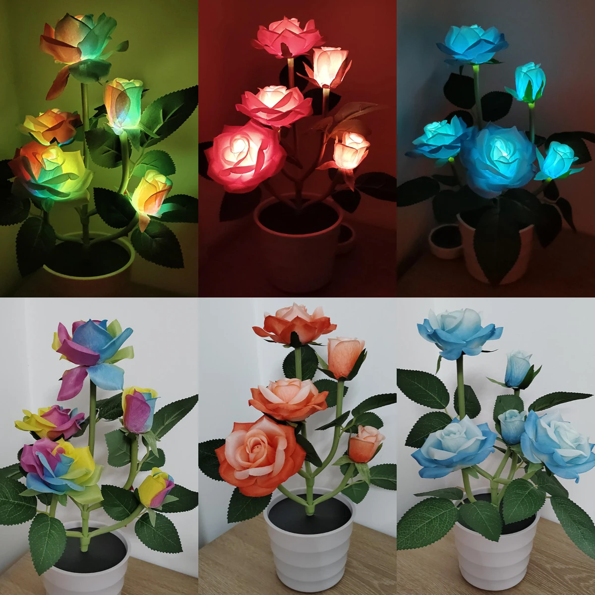 

Rose Flower Shape Night Light Colorful LED Table Lamp Home Bedroom Decoration Light Bedside Night Lamp Festival Gift