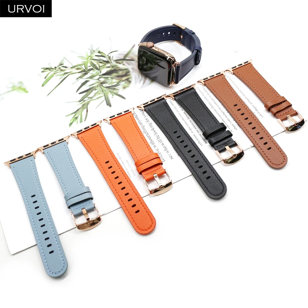 Ремешок URVOI для Apple Watch ultra series 8 7 6 SE 54 браслет из натуральной кожи iWatch с