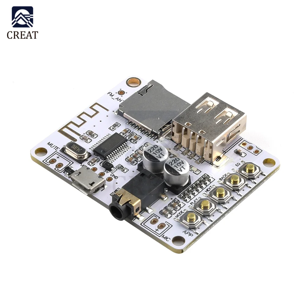 Беспроводная стерео музыкальная плата Bluetooth аудиоресивера 5 в а с USB слотом для