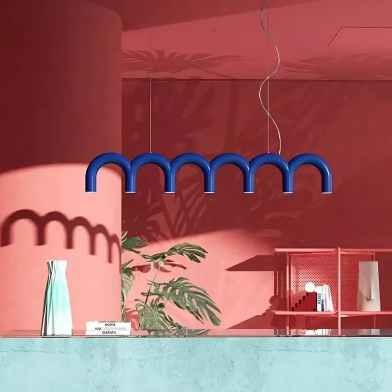 Современная U-образная люстра дизайнерские длинные лампы для спальни кухни бара