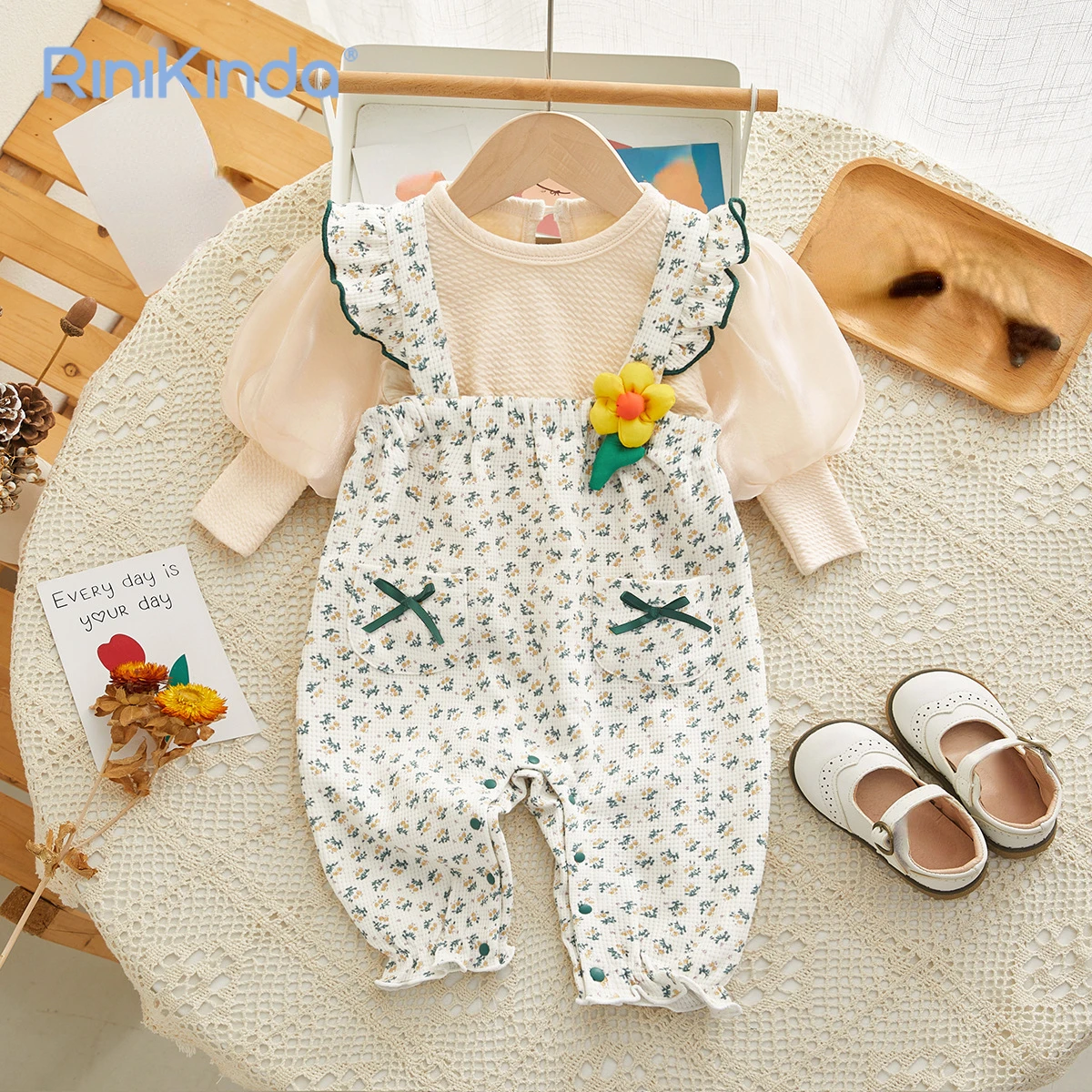 

Sweet Newborn Baby Girl Clothes Set 2023 New Autumn Long Sleeve Shirts Floral Romper Infant 2Pcs Outfits Baby Clothing