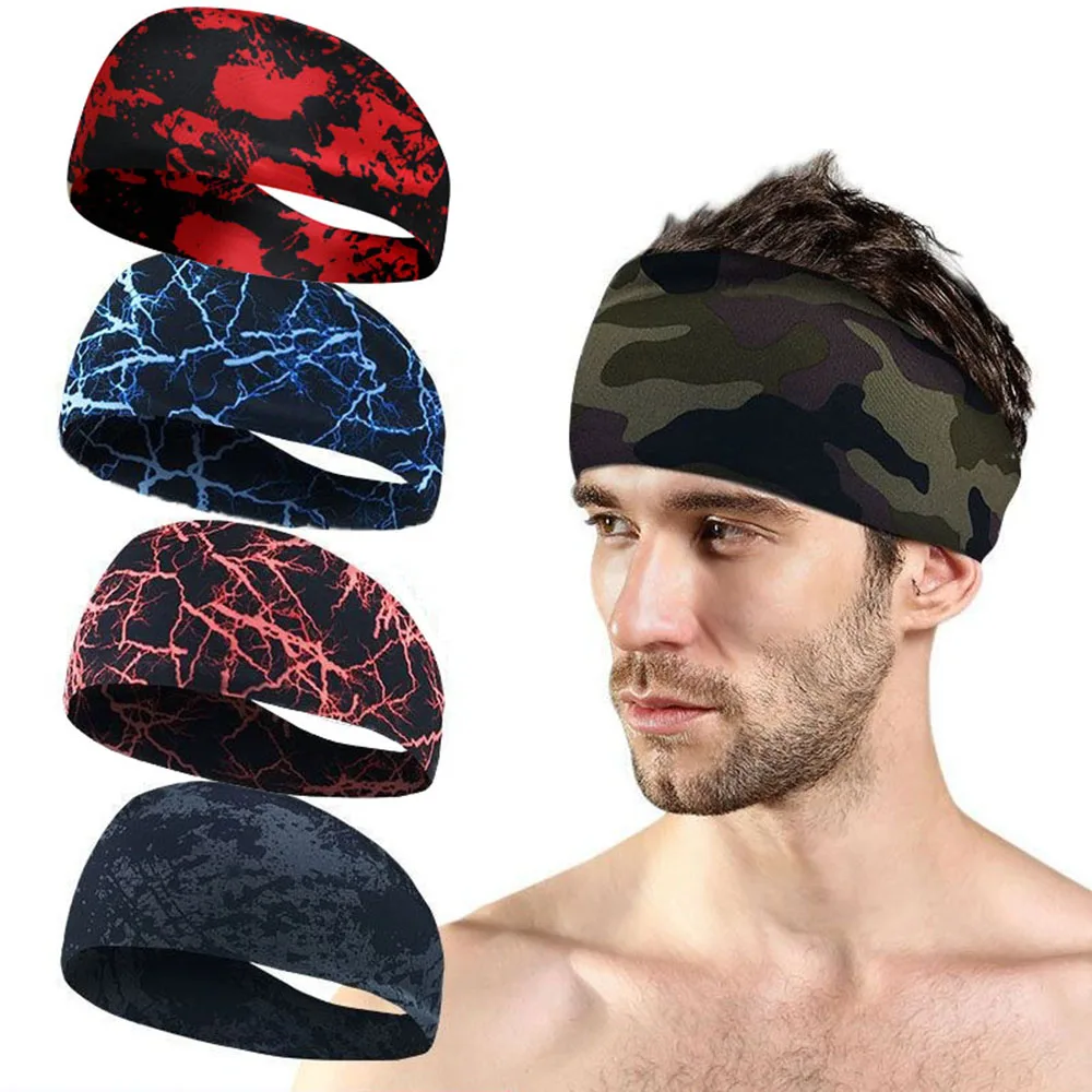 

Yoga Sport Headband For Men Running Fitness Sweatband Hairbands Camouflage Elastic Hair Band Cycling Running Hair Accessories
