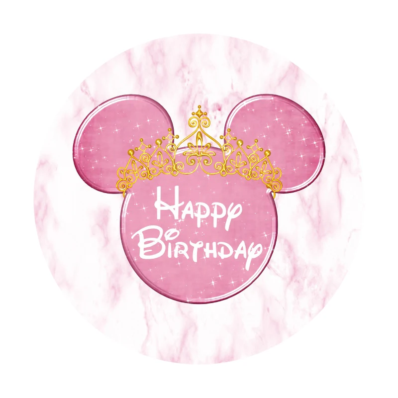 

Disney Mickey Minnie Mouse Circle Background Birthday Party Decoration Banner Round Photography Backdrop Photo Studio Photocall