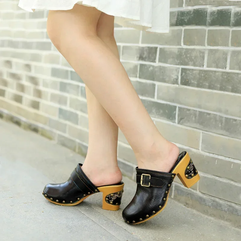 Koznoy/женские кожаные женские туфли на массивном каблуке 7 5 см мокасины большого