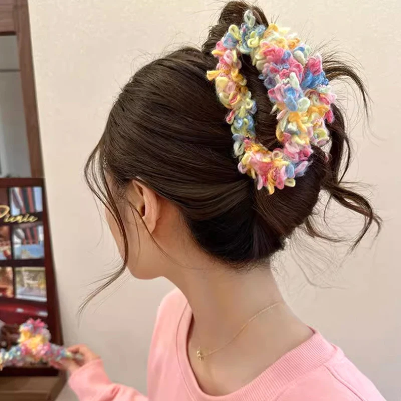 Новые красочные заколки для волос женские плюшевые из смолы с облаками большие