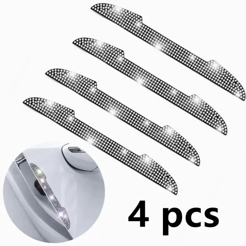 

4pcs Car Door Strips Anti Scratch Sticker Silicone Edge Protective Strips Creative Diamond Side Doors Moldings Trim Stickers