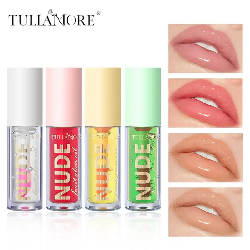

4pcs/set Lip Oil Fruit Lip Gloss Mirror Lustre Lip Glaze Long-lasting Moisturizing Lip Care Liquid Cosmetics Female Makeup