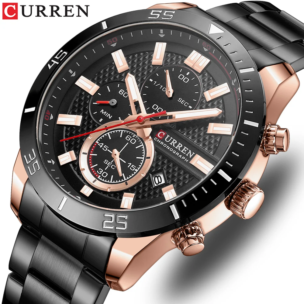 

CURREN Luxury Business Luminous Date Chronograph Quartz Watch For Men Casual Sports Waterproof Stainless Steel Men's Watches