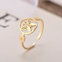 vintage hollow out butterfly rings for women stainless steel cute opening finger ring wedding jewelry femme accessories