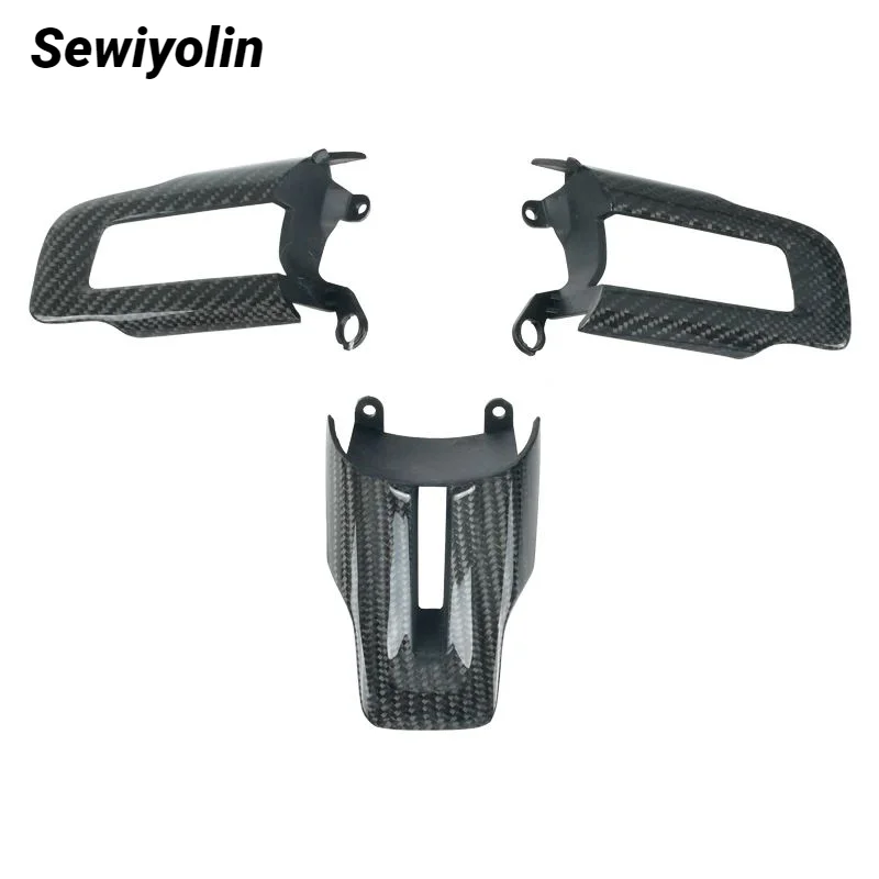 

For Ford Mustang 2015-2022 Real Carbon Fiber Car Steering Wheel Panel Cover Trim