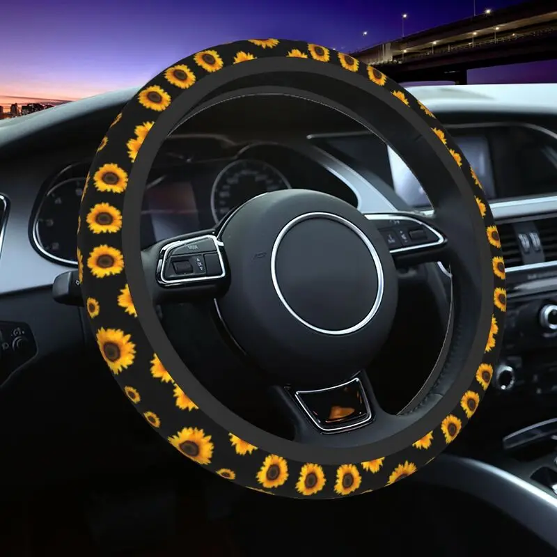 

Sunflower Steering Wheel Covers Universal 15 inch Women Men Flower Floral Soft Steering Wheel Protector for SUV Car Accessories