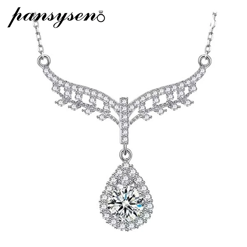 

PANSYSEN Real 1CT 3CT D Color VVS1 Moissanite Pendant Necklace 100% 925 Sterling Silver Sparkling Wedding Fine Jewelry Wholesale