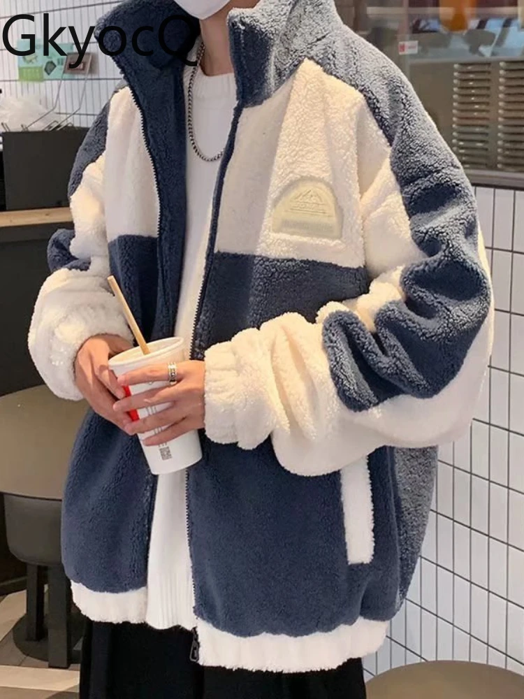 

GkyocQ Plush Jacket Men Panda Printed Hooded Padded Coat Autumn Winter 2022 New Korean Fashion Preppy Style Casual Loose Vintage