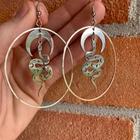 snake earrings strange earrings witchcraft earrings gothic jewelry moon earrings pagan gifts silver snake drop earrings