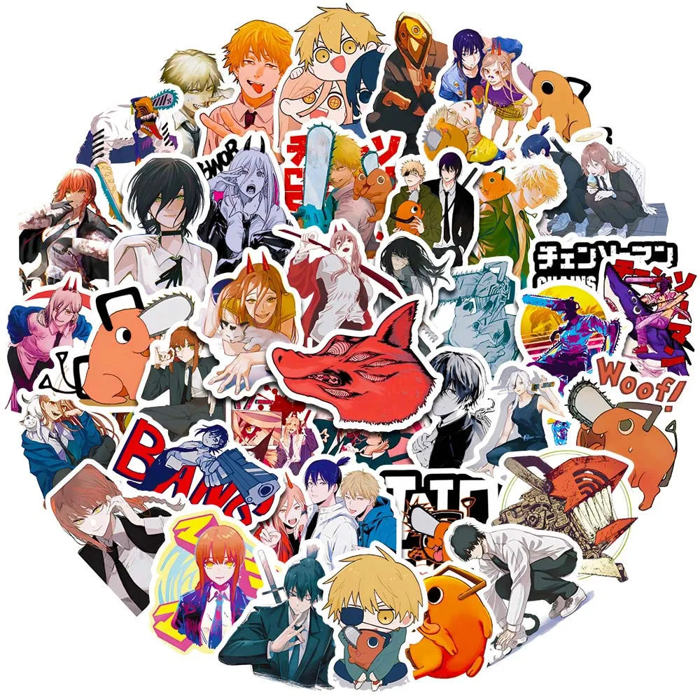 

10/50 Pcs Chainsaw Man Cartoon Anime Stickers Backpack Pencil Case Laptop Luggage Scrapbooking DIY Decoration Waterproof Decals