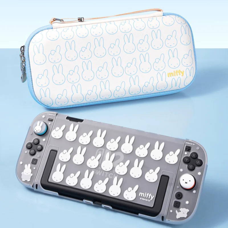 Фото Защитный чехол Geekshare Miffy Switch 2, полупрозрачный, с накладками на кнопки, аниме-аксессуары для игр, подарок для взрослых любителей игр №5