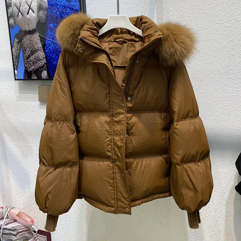 

Новинка 2023, модный теплый утепленный женский пуховик с воротником из лисьего меха, зимний женский пуховик на белом утином пуху, Женский Паркер Y181