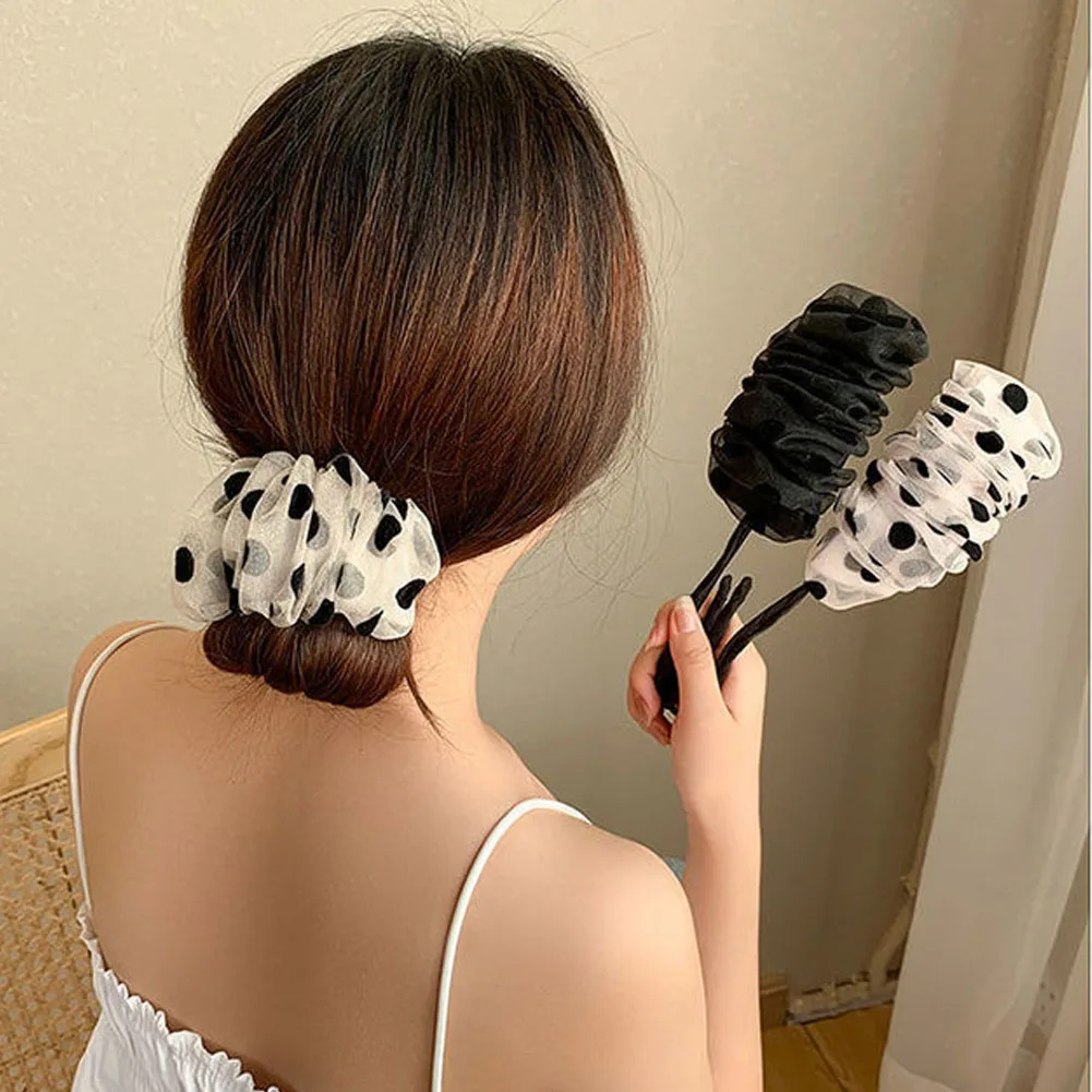 

Ball Head Braid Polka Dot Lace Braid Fluffy Headband Magic Hair Ring Hair Curler Twist Tool Hair Tools Headband Hair Accessorie