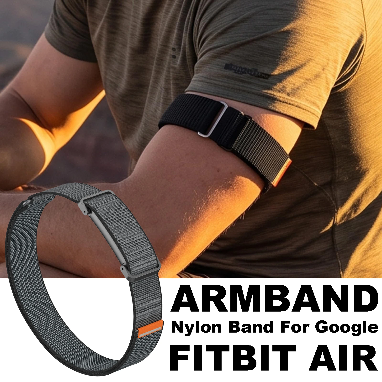 Фото Нейлоновый ремешок для Google Fitbit Air Active, мягкий дышащий регулируемый ремешок для бицепса с металлическим корпусом для Google Fitbit Air №1