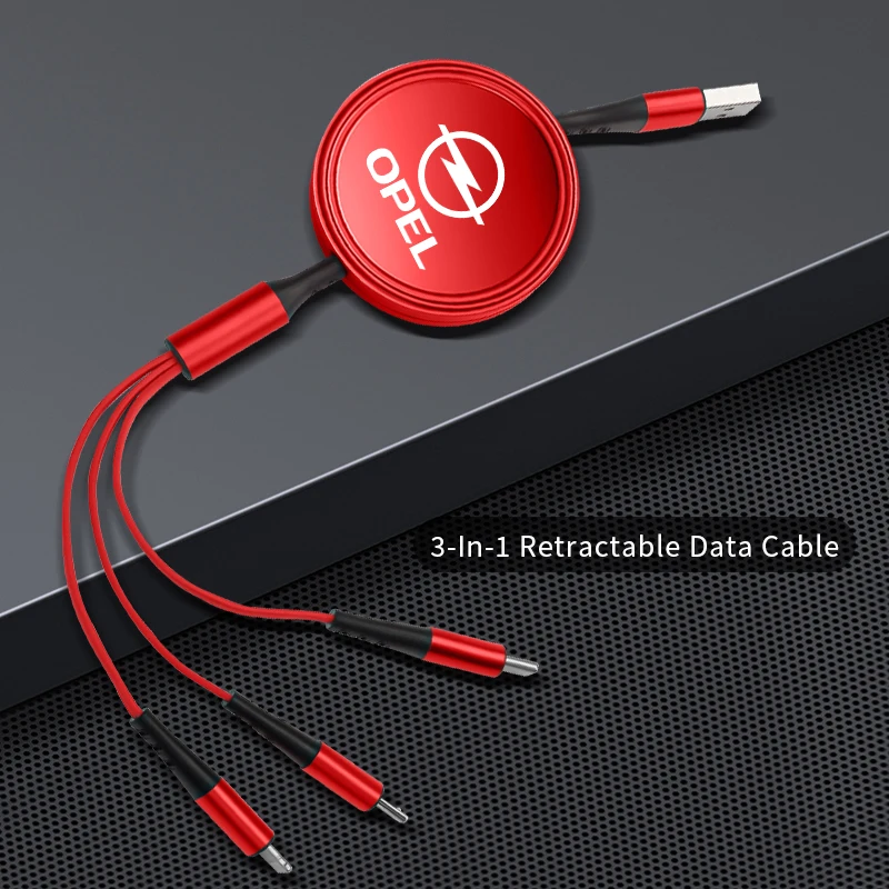 3 в 1 кабель для быстрой зарядки с разъемом Micro USB типа C телефона Opel Corsa Astra Insignia Vectra