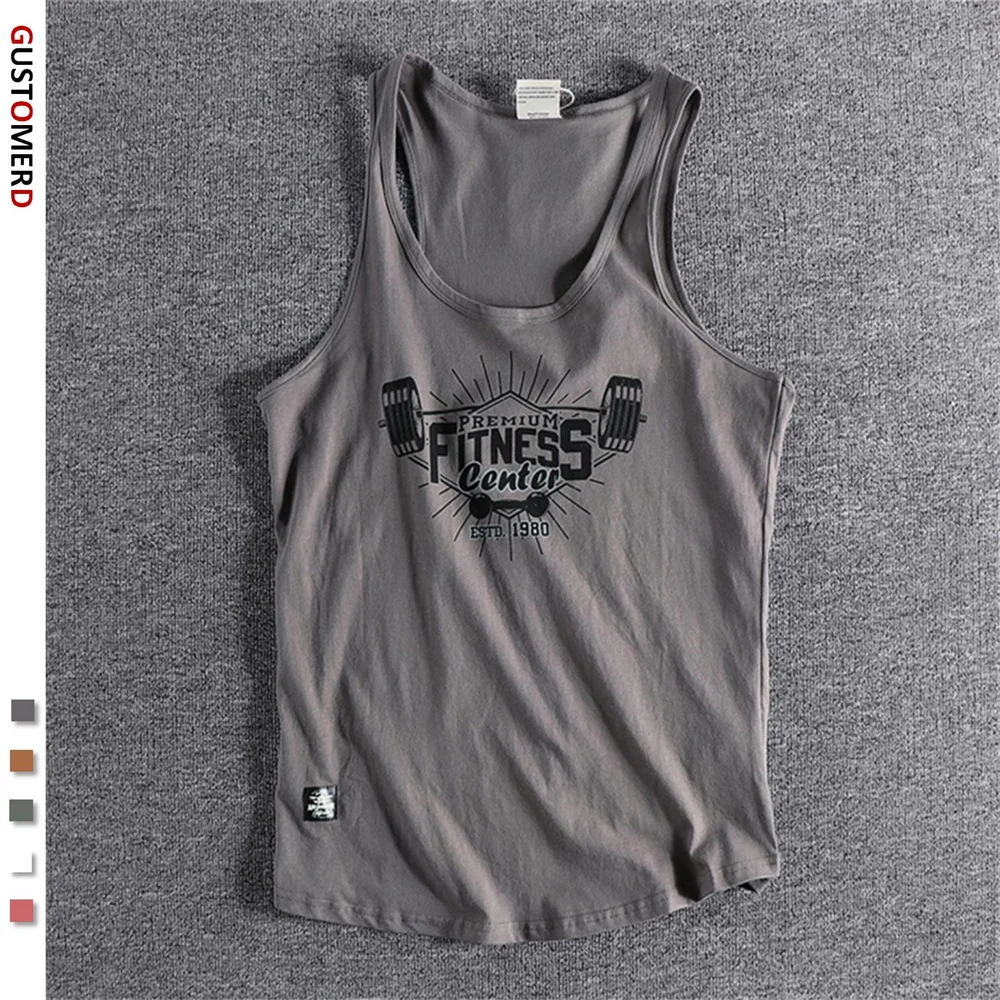 

GustOmerD 100% Cotton Tank Top Graphic Print T-shirt for Men Fitness Sleeveless T Shirts Summer Streetwear Gym Sporting Vest Man