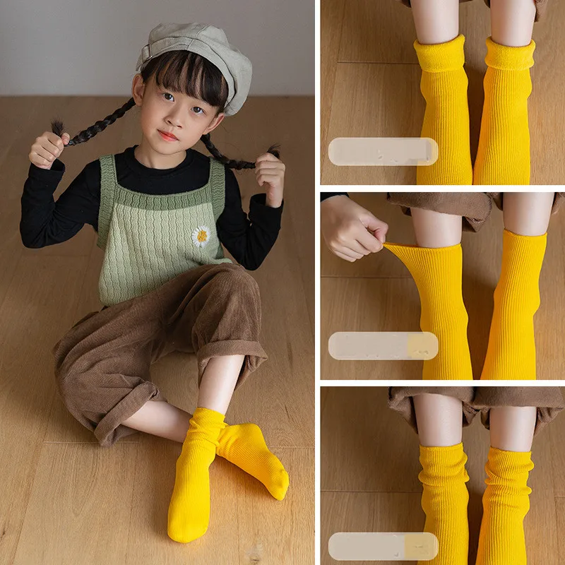 

Новинка, осенне-зимние теплые носки средней длины для взрослых и детей, плюшевые утепленные теплые носки для мужчин и женщин, модные однотонные бархатные носки для снега