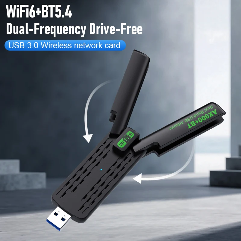 Фото AX900 WiFi USB-адаптер WiFi6 Bluetooth 5,4 двухдиапазонный 2,4G + 5,8 ГГц 2 антенный ключ USB приемник беспроводной карты для ПК/ноутбука №5