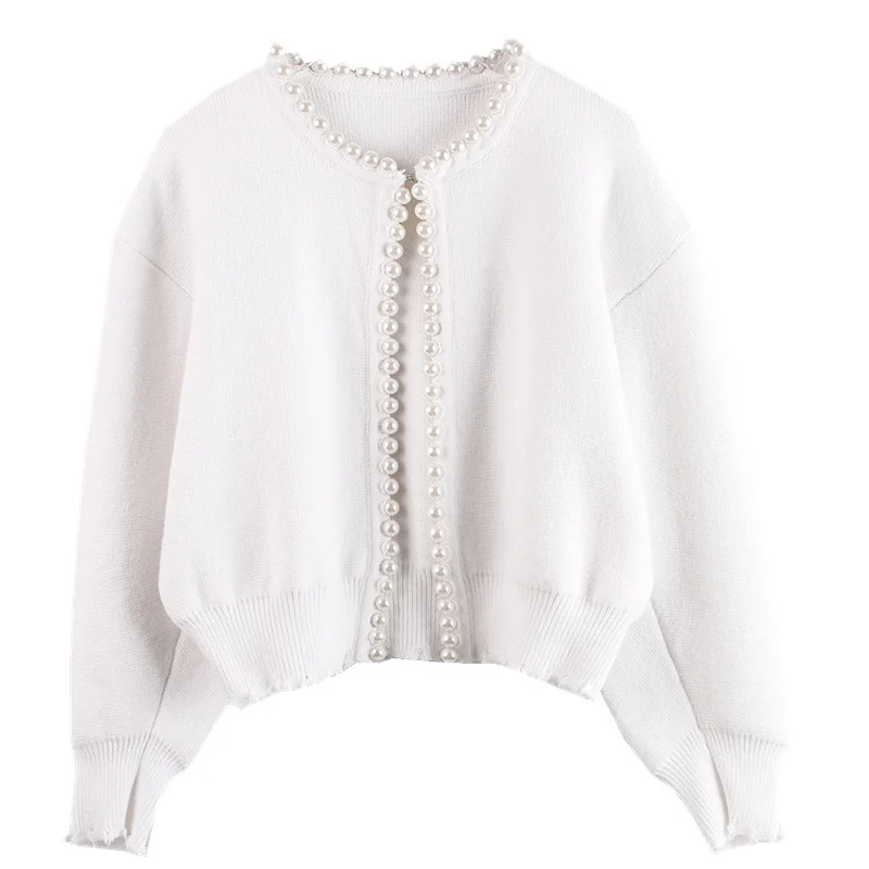 Женский вязаный кардиган оверсайз DEAT Повседневный свитер с круглым вырезом и