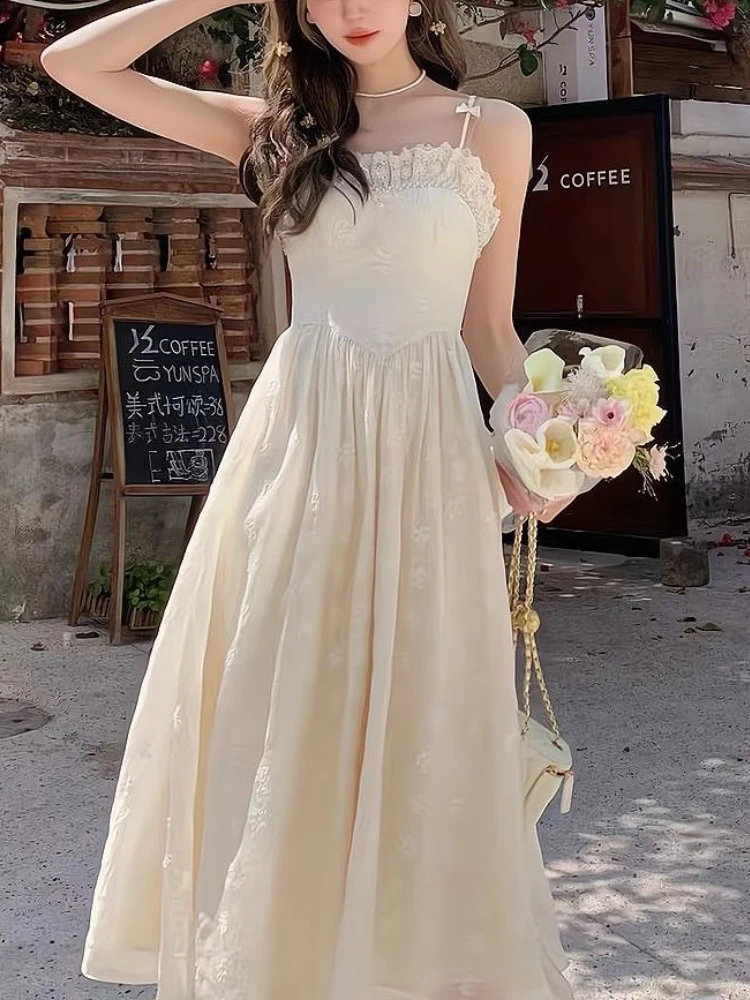 

Женское кружевное платье с бантом, элегантное винтажное привлекательное ТРАПЕЦИЕВИДНОЕ ПЛАТЬЕ средней длины в Корейском стиле, празднично...