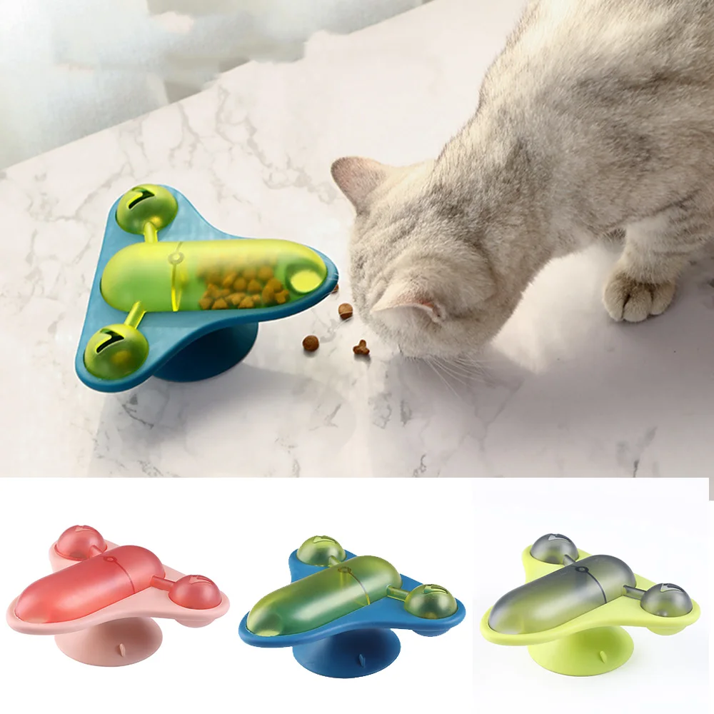 Rotary Airplane Cat Toy Food Dropping Plane Interesting Kitten Supplies for Large and Small Cats Pet Puzzle Tool wzpi