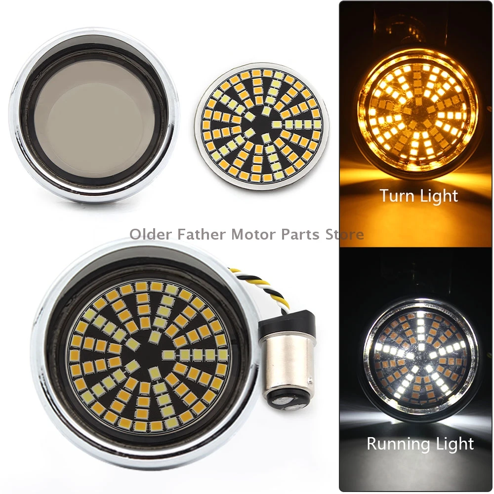 

2"Motorcycle Smoke Lens Front Running Light Indicator Turn Signal 1157 LED For Harley Touring Electra Glide Sportster 2011-2017
