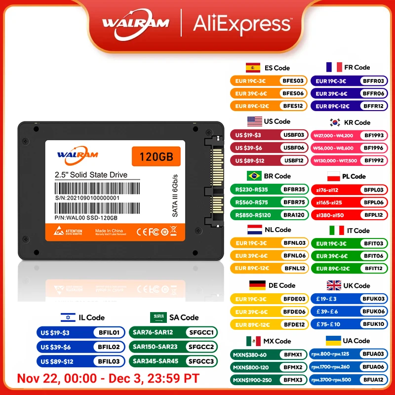 Жесткий диск Walram SATA3 SSD 120 ГБ