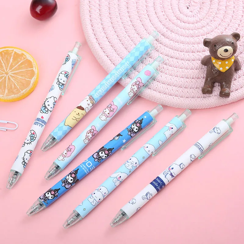 

6Pcs Kawaii Sanrio Gel Pen Hello Kittys My Melody Kuromi Cinnamoroll Cartoon Cute 0.5Mm Black Student Study Stationery Girls Toy
